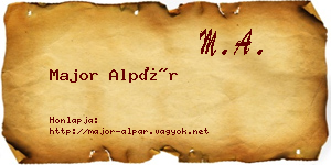 Major Alpár névjegykártya